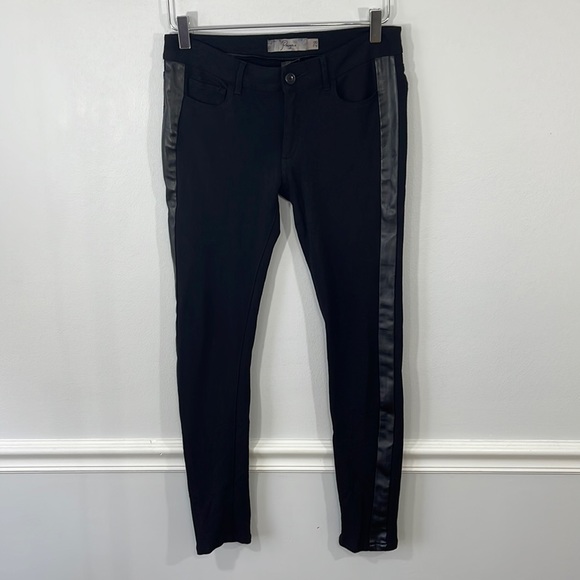 Paige Peg Black Super Skinny Jeggings Pants with Tuxedo Stripe Sz 25 - Picture 1 of 3